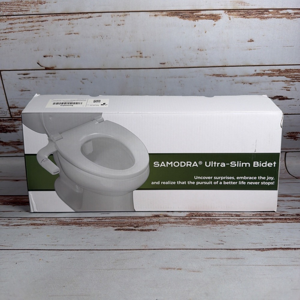 SAMODRA Ultra-Slim Bidet Attachment Dual Nozzle Non-Electric White Open Box